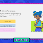 Evaluación Formativa: Diseño de interacciones de selección múltiple con feedback inmediato, integrando a los personajes en la narrativa del error/acierto.